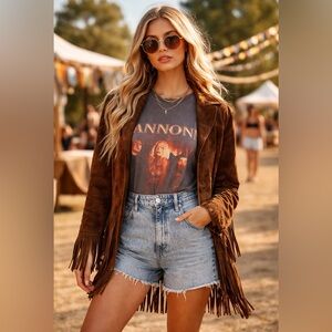 Brown Suede Fringe Jacket - vintage